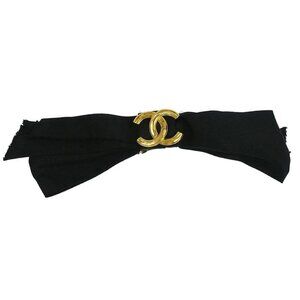 Chanel Bow Hair Barrette Black Satin Hair Accessories 115954